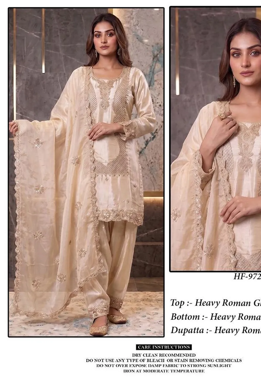 Hoor Tex 972 A To D Roman Glass Silk Embroidered Designer Salwar Kameez