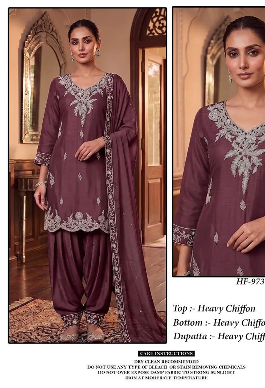 Hoor Tex 973 A To D Chinon Embroidered Designer Salwar Kameez Catalog