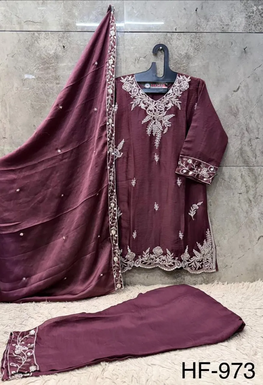 Hoor Tex 973 A To D Chinon Embroidered Designer Salwar Kameez Catalog — Wholesale Salwar Suits, Vardan Ethnic wholesale from Surat — Photo 5