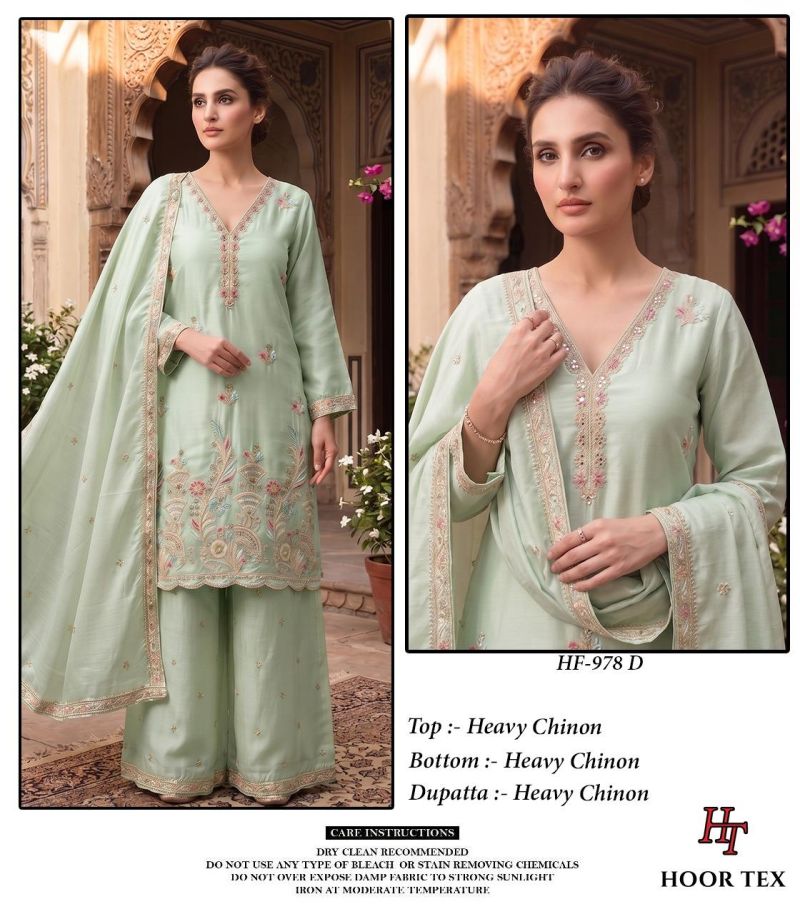 Hoor Tex 978 A To D Chinon Embroidered Designer Salwar Kameez Catalog