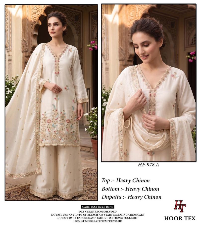 Hoor Tex 978 A To D Chinon Embroidered Designer Salwar Kameez Catalog — Wholesale Salwar Suits, hoor Tex wholesale from Surat — Photo 8