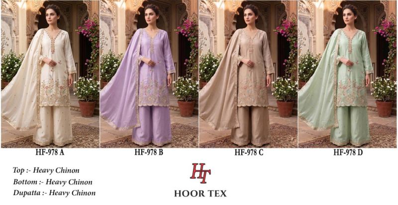 Hoor Tex 978 A To D Chinon Embroidered Designer Salwar Kameez Catalog — Wholesale Salwar Suits, hoor Tex wholesale from Surat — Photo 10