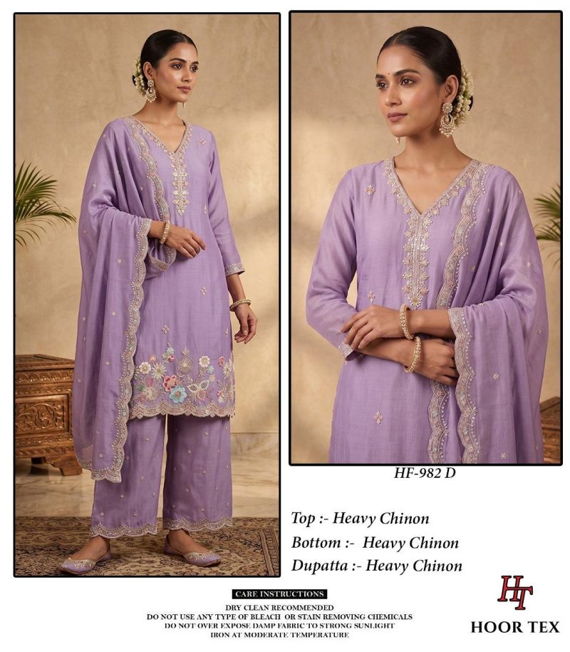 Hoor Tex 982 A To D Chinon Embroidered Designer Salwar Kameez Catalog — Wholesale Salwar Suits, hoor Tex wholesale from Surat — Photo 4
