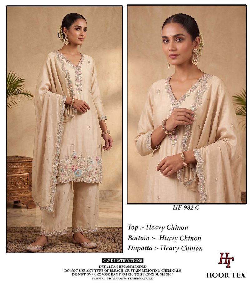 Hoor Tex 982 A To D Chinon Embroidered Designer Salwar Kameez Catalog — Wholesale Salwar Suits, hoor Tex wholesale from Surat — Photo 3