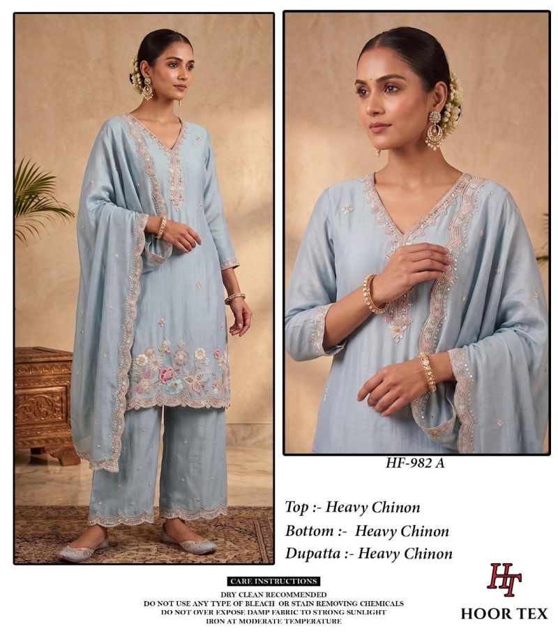 Hoor Tex 982 A To D Chinon Embroidered Designer Salwar Kameez Catalog — Wholesale Salwar Suits, hoor Tex wholesale from Surat — Photo 2