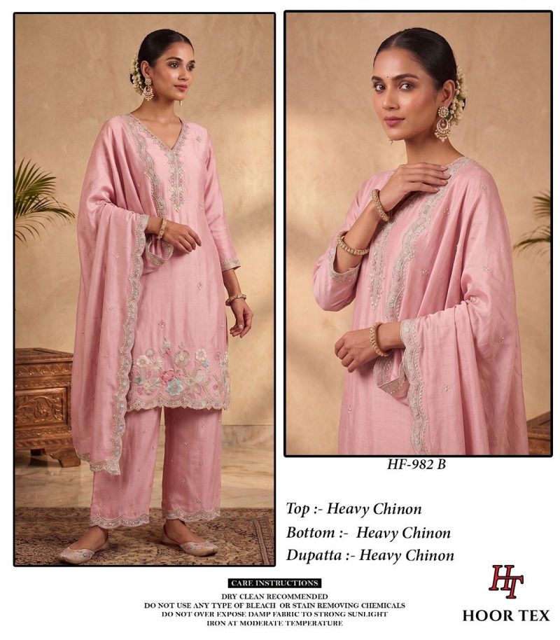 Hoor Tex 982 A To D Chinon Embroidered Designer Salwar Kameez Catalog