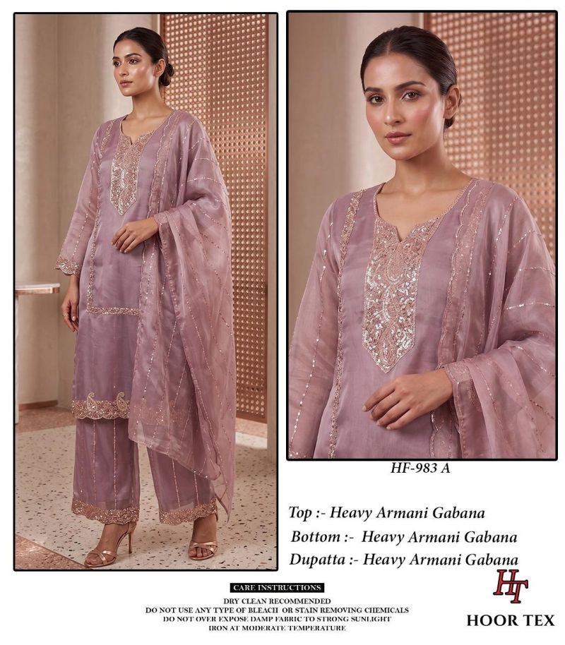 Hoor Tex 983 A To C Armani Gabana Embroidered Designer Salwar Kameez Catalog — Wholesale Salwar Suits, hoor Tex wholesale from Surat — Photo 3