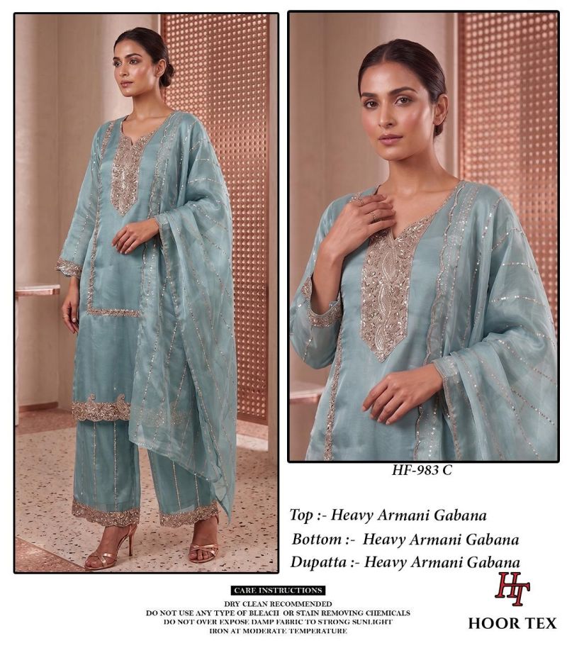 Hoor Tex 983 A To C Armani Gabana Embroidered Designer Salwar Kameez Catalog — Wholesale Salwar Suits, hoor Tex wholesale from Surat — Photo 2