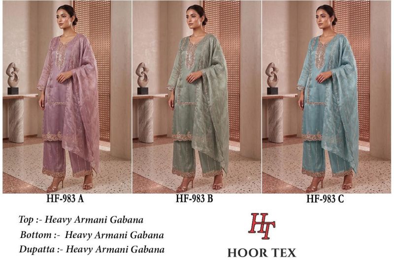 Hoor Tex 983 A To C Armani Gabana Embroidered Designer Salwar Kameez Catalog — Wholesale Salwar Suits, hoor Tex wholesale from Surat — Photo 4