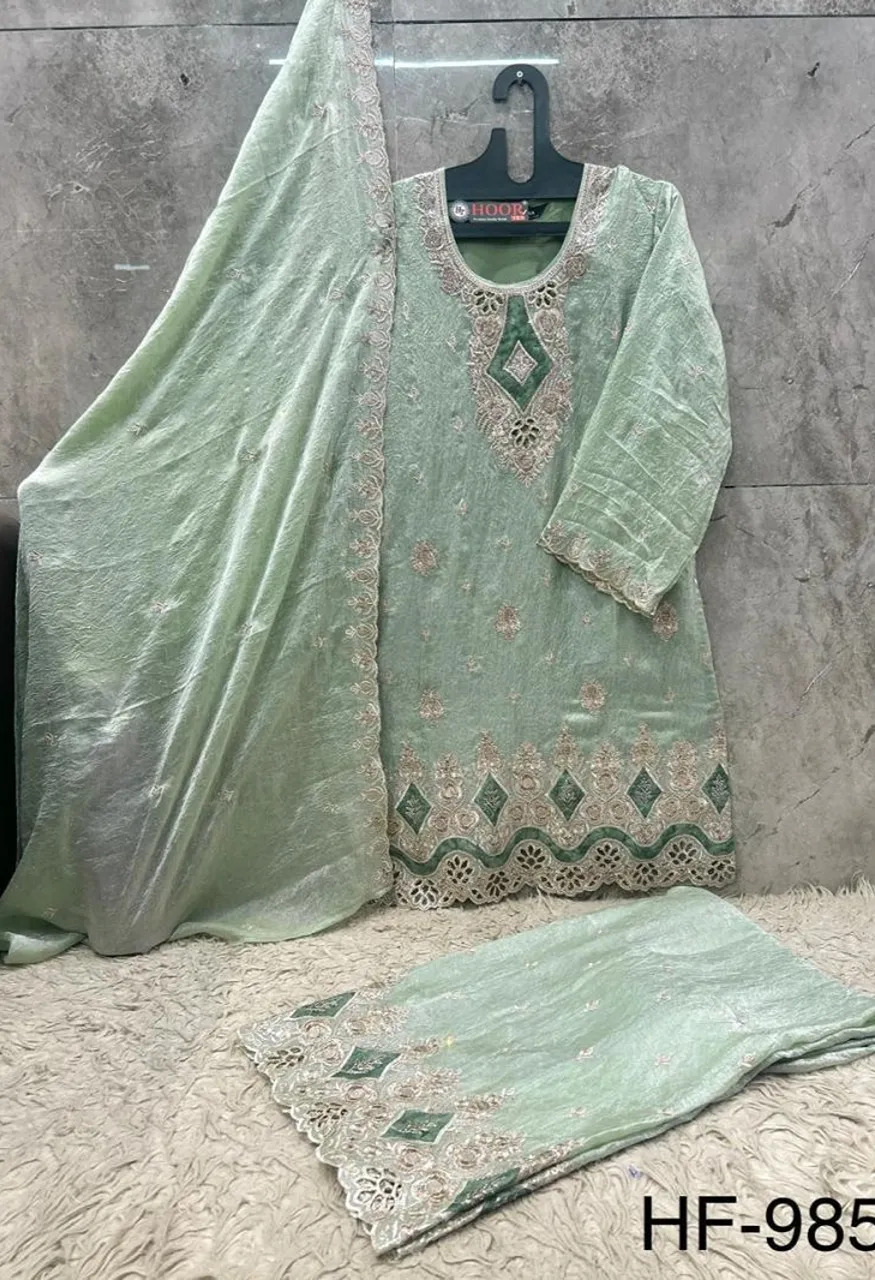 Hoor Tex 985 A To D Fandy Crush Embroidered Designer Salwar Kameez Collection — Wholesale Salwar Suits, hoor Tex wholesale from Surat — view 7