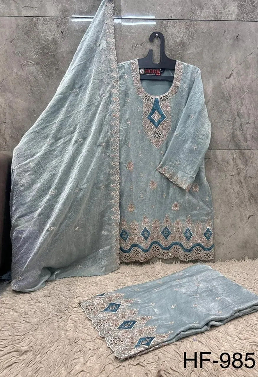 Hoor Tex 985 A To D Fandy Crush Embroidered Designer Salwar Kameez Collection — Wholesale Salwar Suits, hoor Tex wholesale from Surat — view 9
