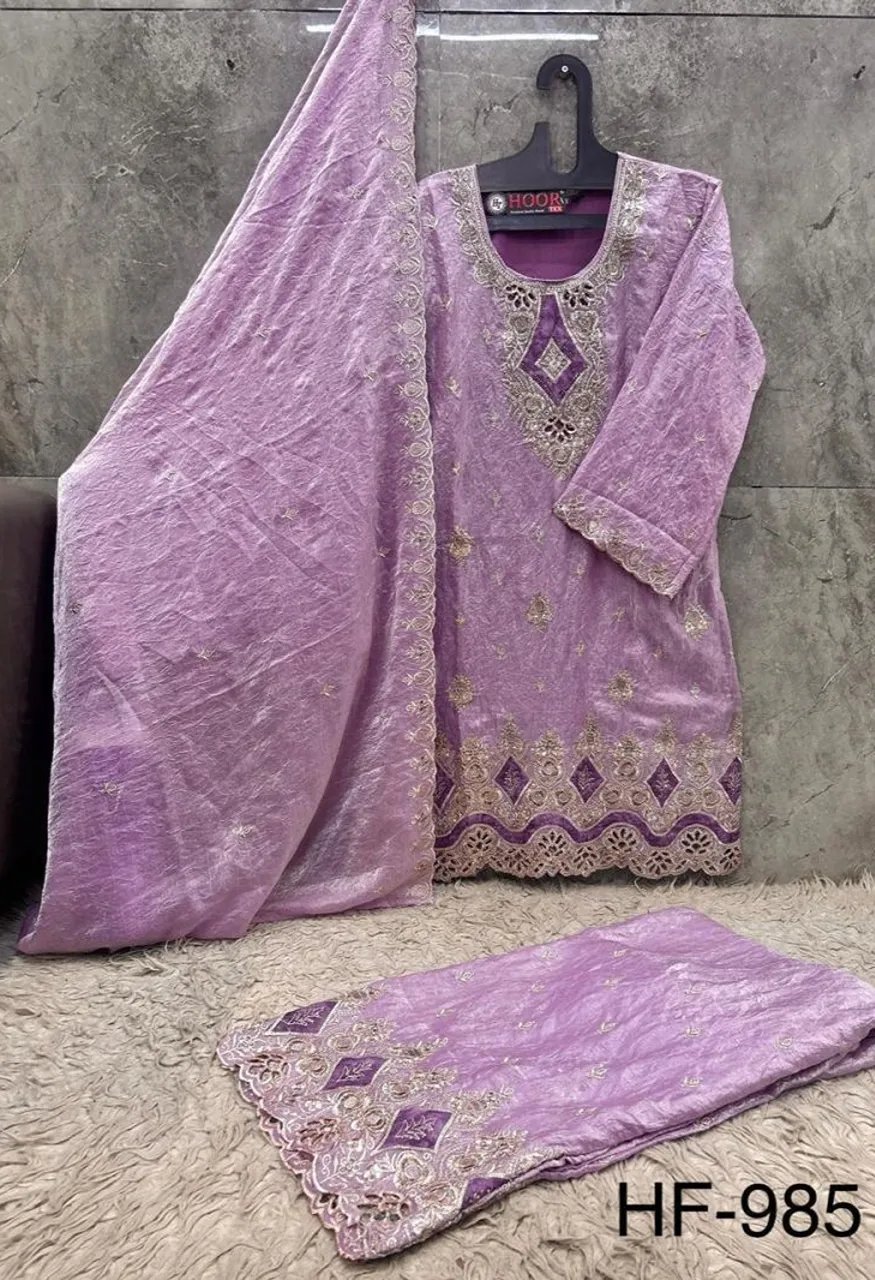 Hoor Tex 985 A To D Fandy Crush Embroidered Designer Salwar Kameez Collection — Wholesale Salwar Suits, hoor Tex wholesale from Surat — view 5