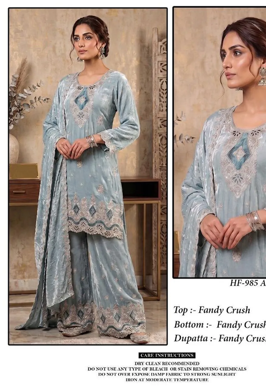 Hoor Tex 985 A To D Fandy Crush Embroidered Designer Salwar Kameez Collection