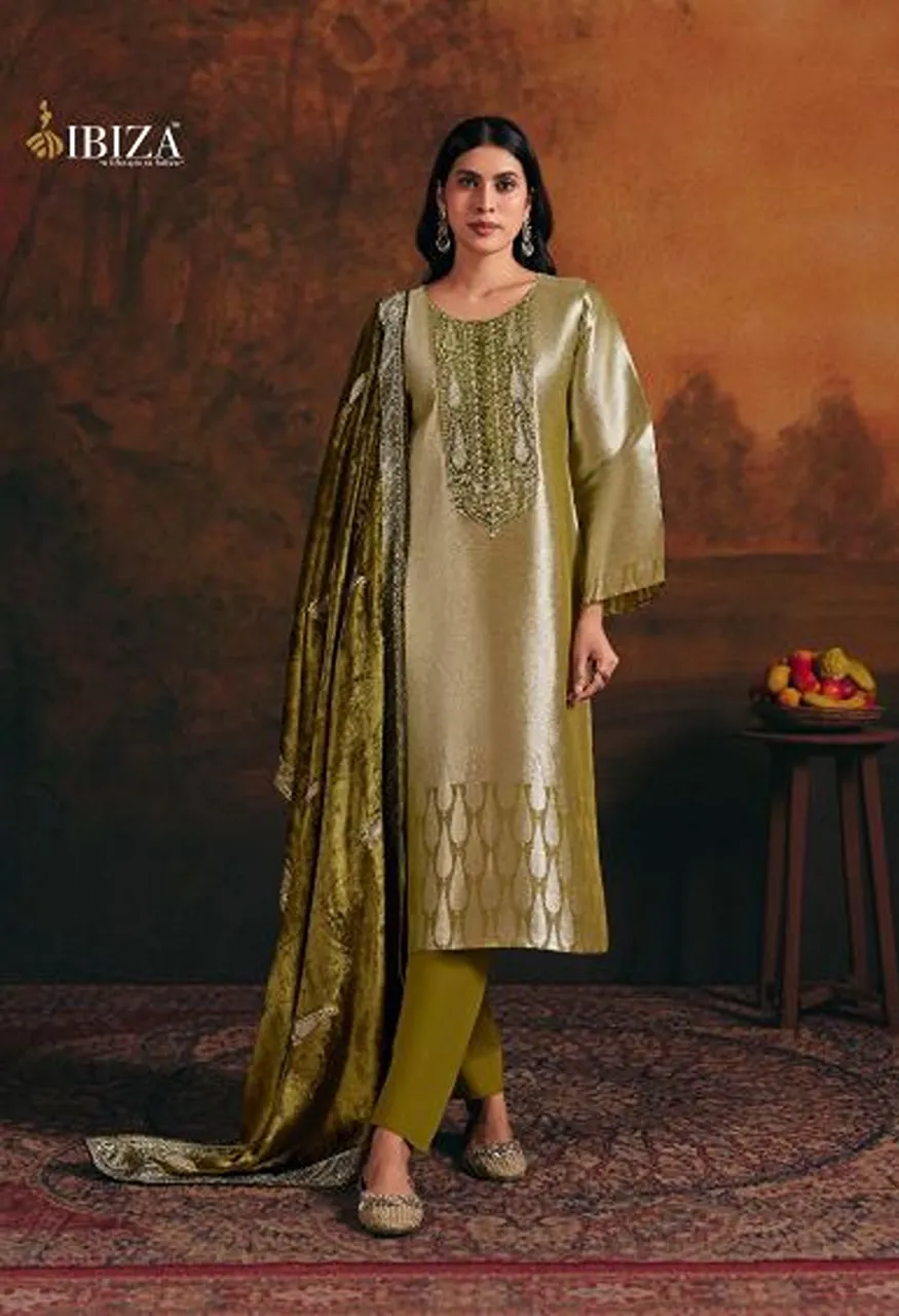 Ibiza Gajari Imrozia Silk Jacquard With Embroidered Work Salwar Kameez — Wholesale Salwar Suits, Ibiza wholesale from Surat — view 2