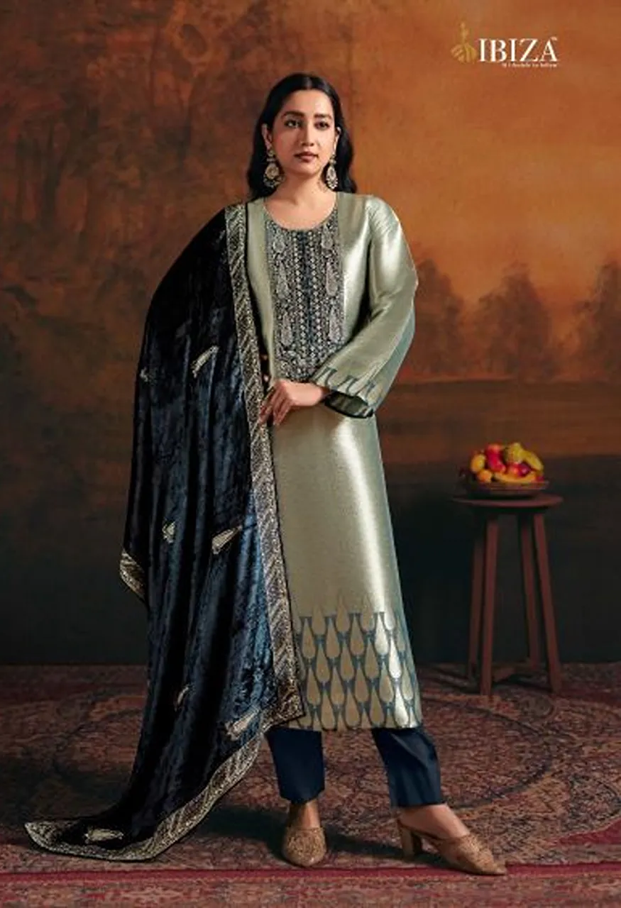 Ibiza Gajari Imrozia Silk Jacquard With Embroidered Work Salwar Kameez