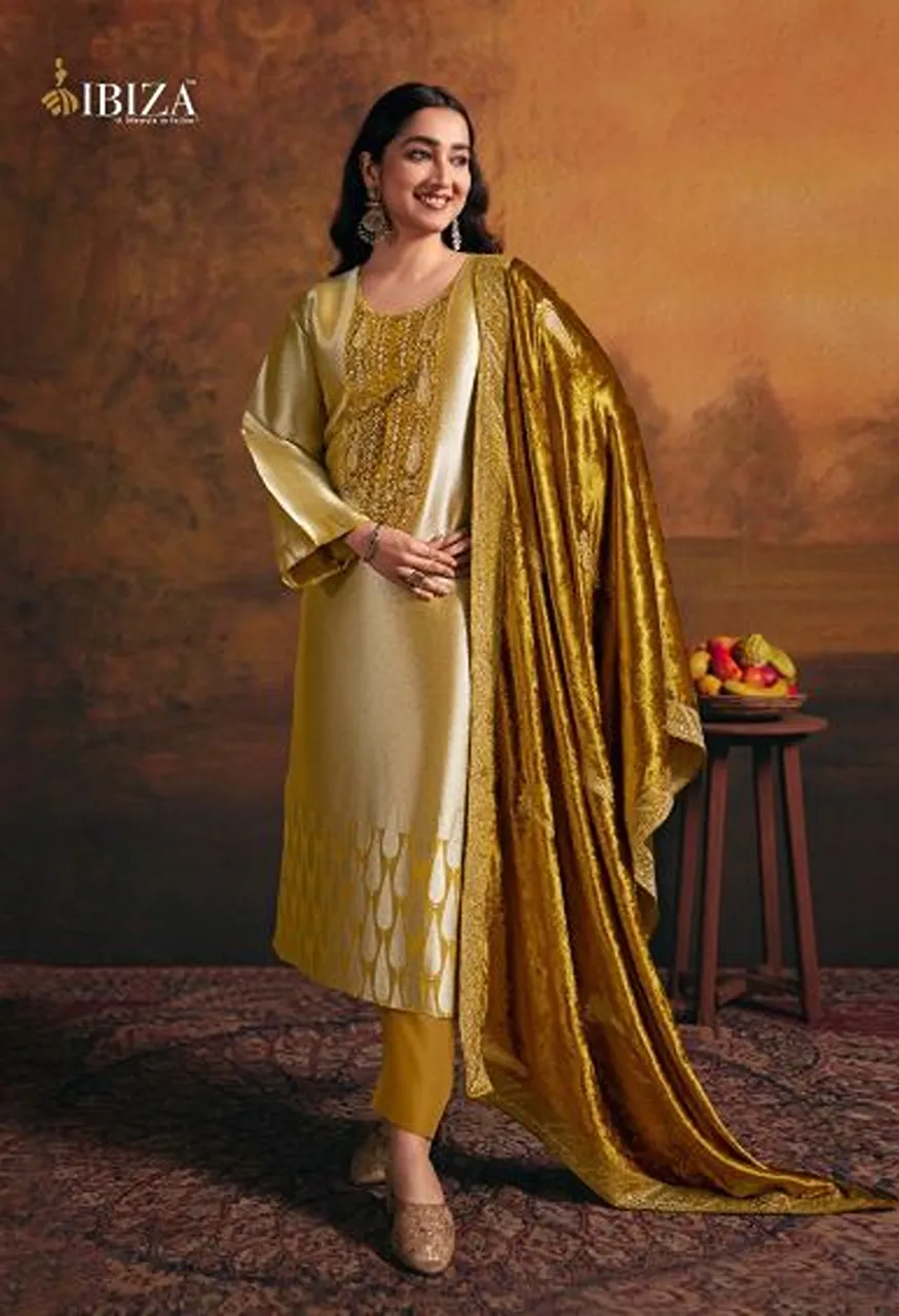 Ibiza Gajari Imrozia Silk Jacquard With Embroidered Work Salwar Kameez — Wholesale Salwar Suits, Ibiza wholesale from Surat — view 3