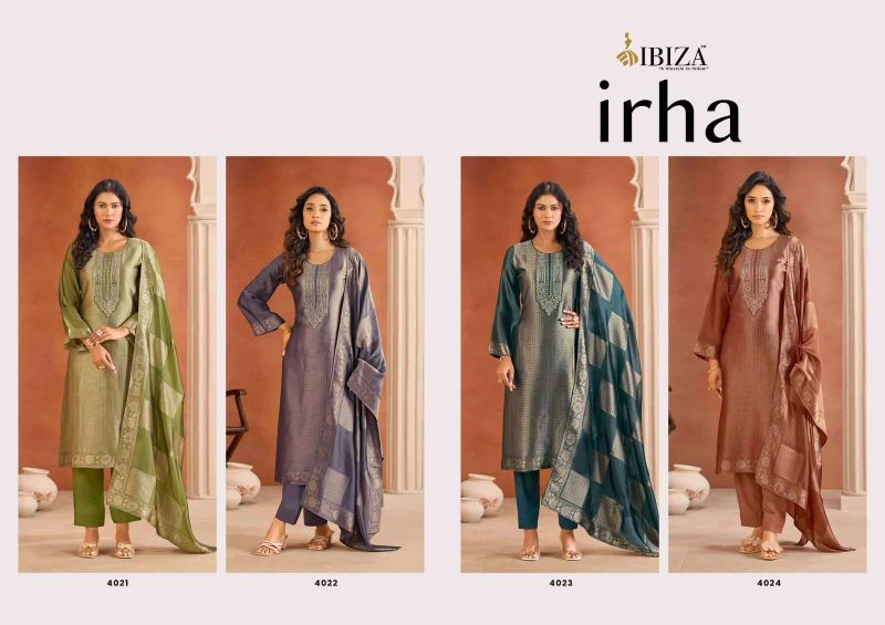 Ibiza Irha Banglory Silk Jacquard Embroidered Designer Salwar Kameez Collection — Wholesale Salwar Suits, Ibiza wholesale from Surat — view 5