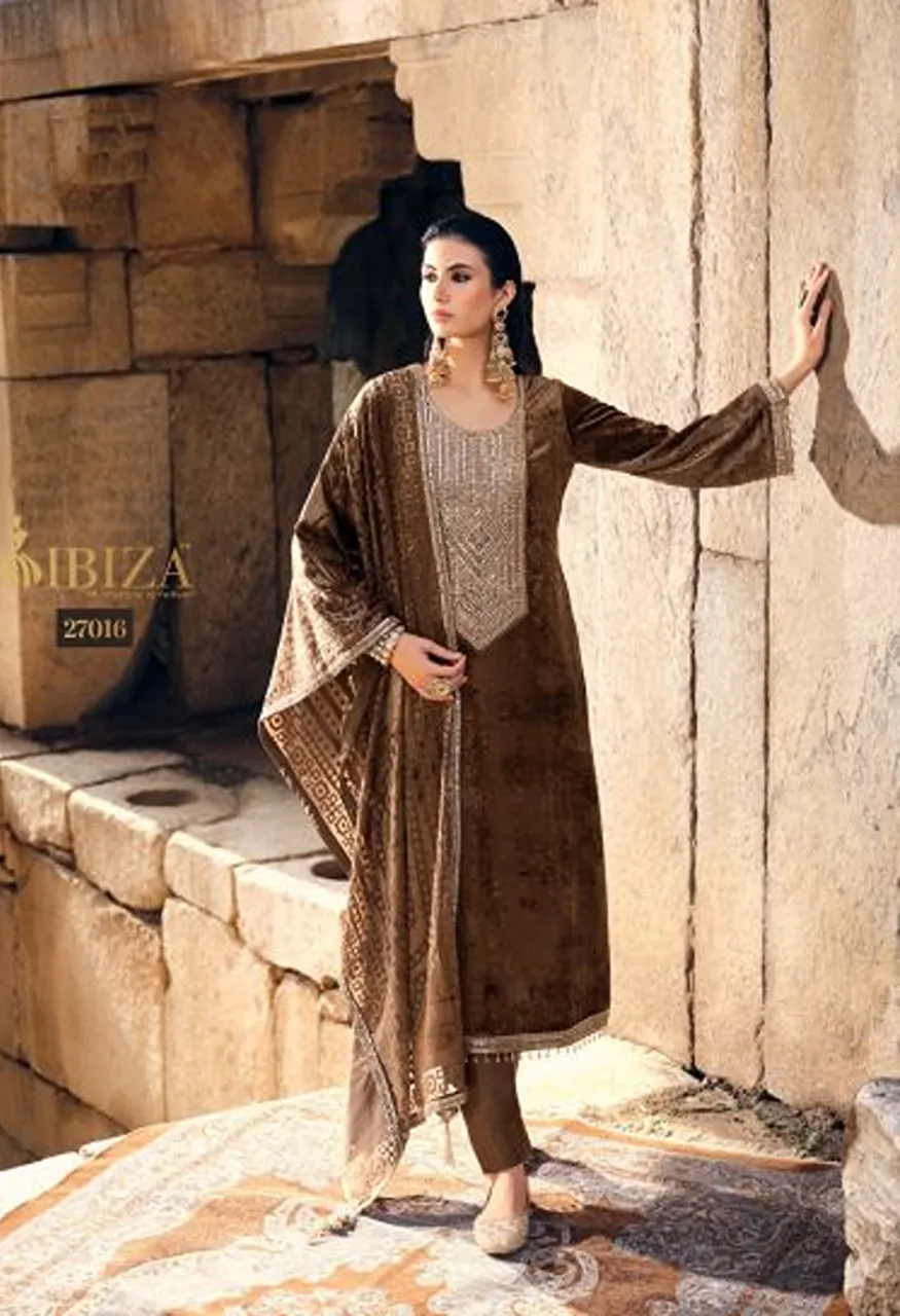 Ibiza Sang E Siyah Velvet Brasso Jaroshi Hand Work Salwar Kameez Catalog — Wholesale Salwar Suits, Ibiza wholesale from Surat — view 4