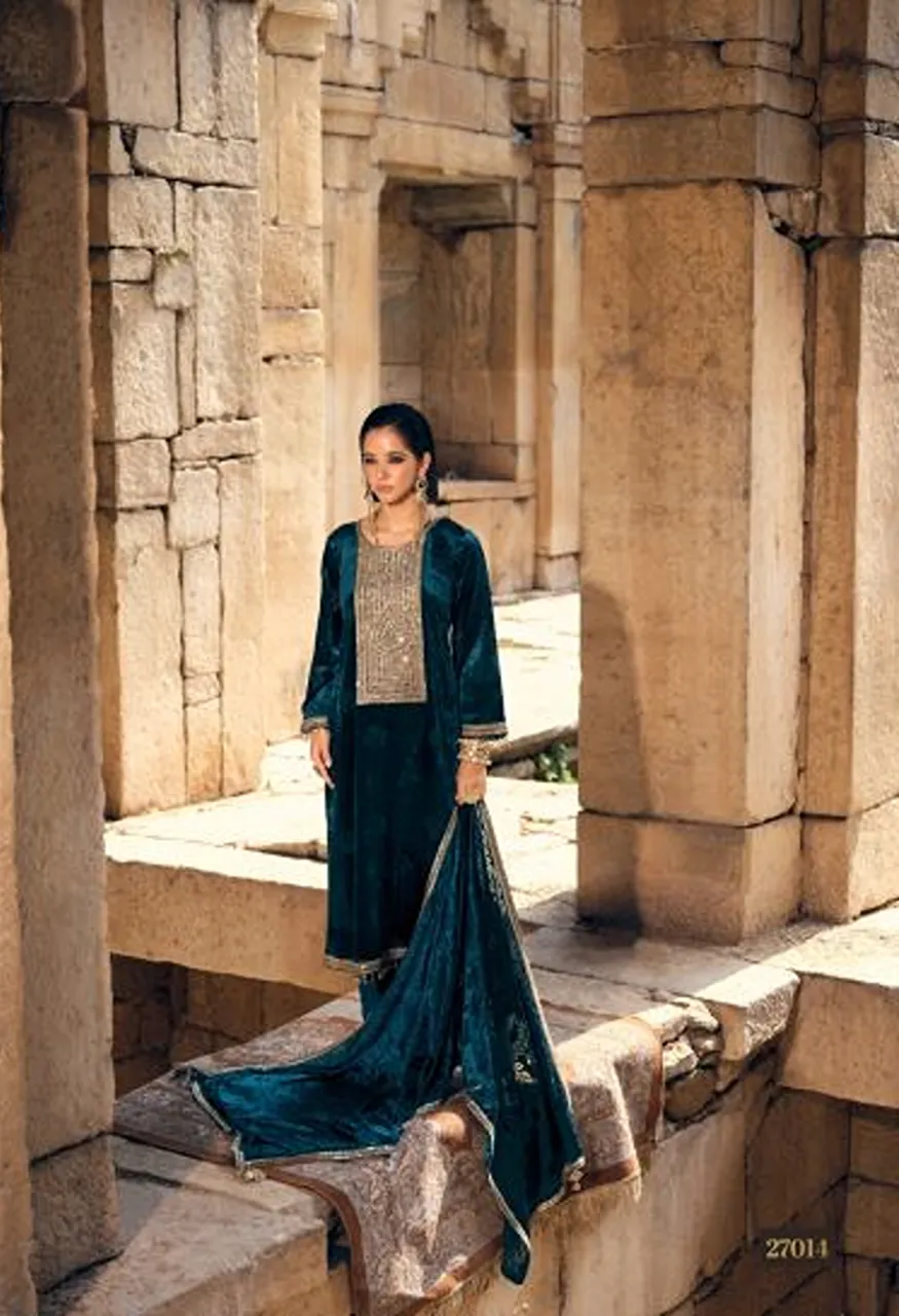 Ibiza Sang E Siyah Velvet Brasso Jaroshi Hand Work Salwar Kameez Catalog — Wholesale Salwar Suits, Ibiza wholesale from Surat — view 7