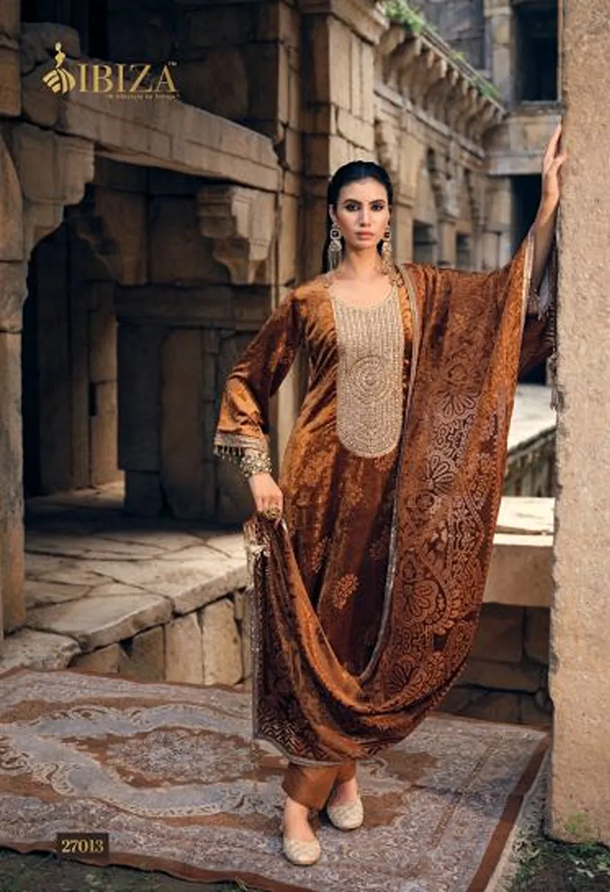 Ibiza Sang E Siyah Velvet Brasso Jaroshi Hand Work Salwar Kameez Catalog — Wholesale Salwar Suits, Ibiza wholesale from Surat — view 6