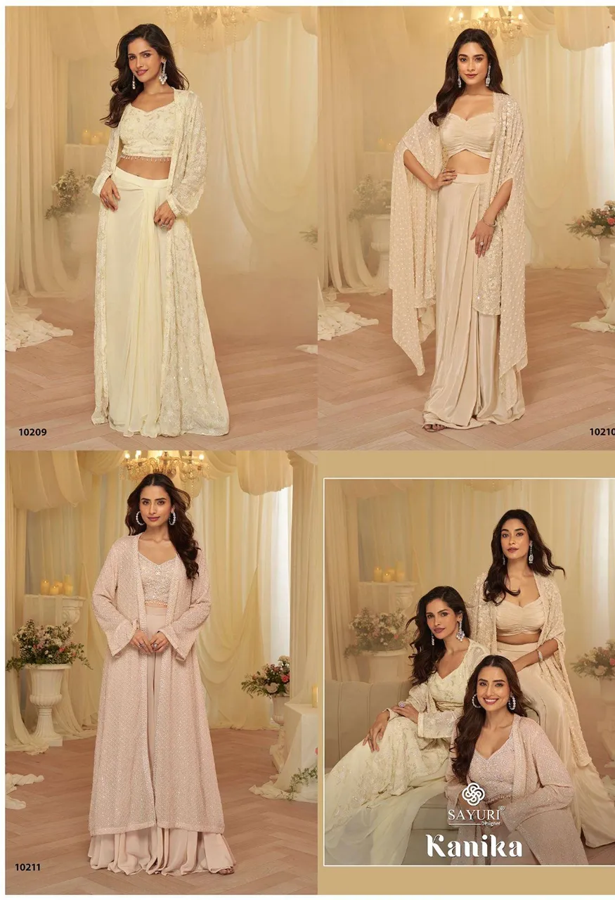 Sayuri Designer Kanika | 3 Pcs Premium Real Georgette Stitched Designer Set — Wholesale Dress Material, Vardan Ethnic wholesale from Surat — Photo 4