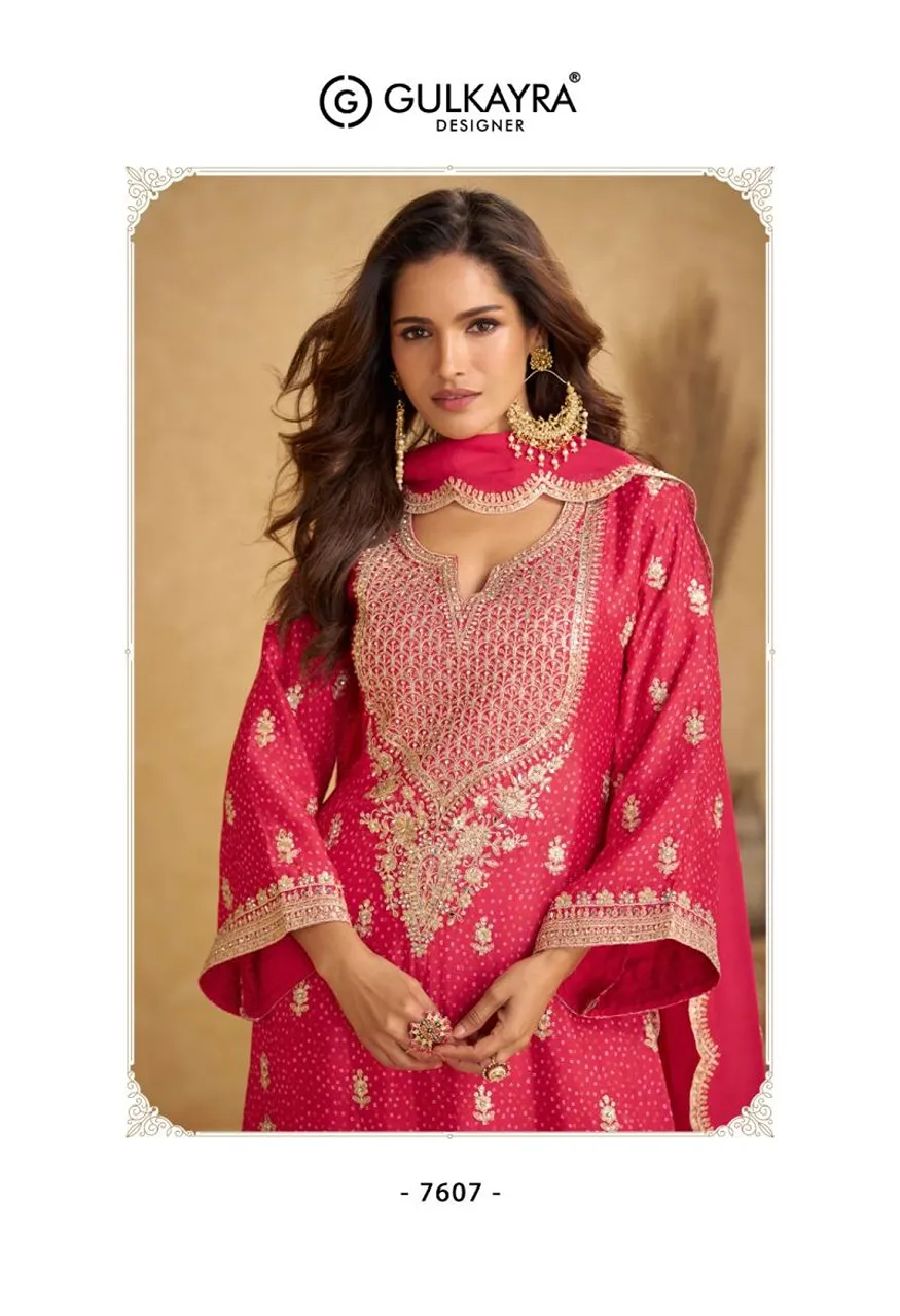 Gulkayra Designer Kareena Real Chinon Digital Print Embroidered Top Plazzo Dupatta Set — Wholesale Kurtis, Vardan Ethnic wholesale from Surat — view 6