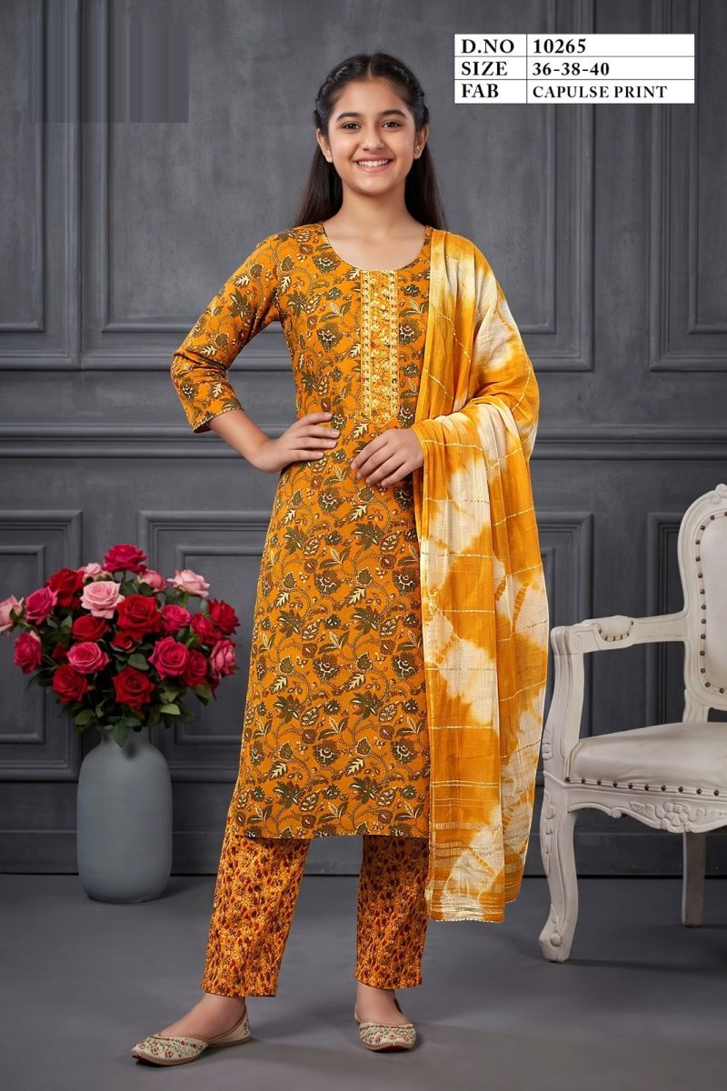 Kaanchi 10265 Capsule Printed Kids Wear Kurti With Bottom Dupatta
