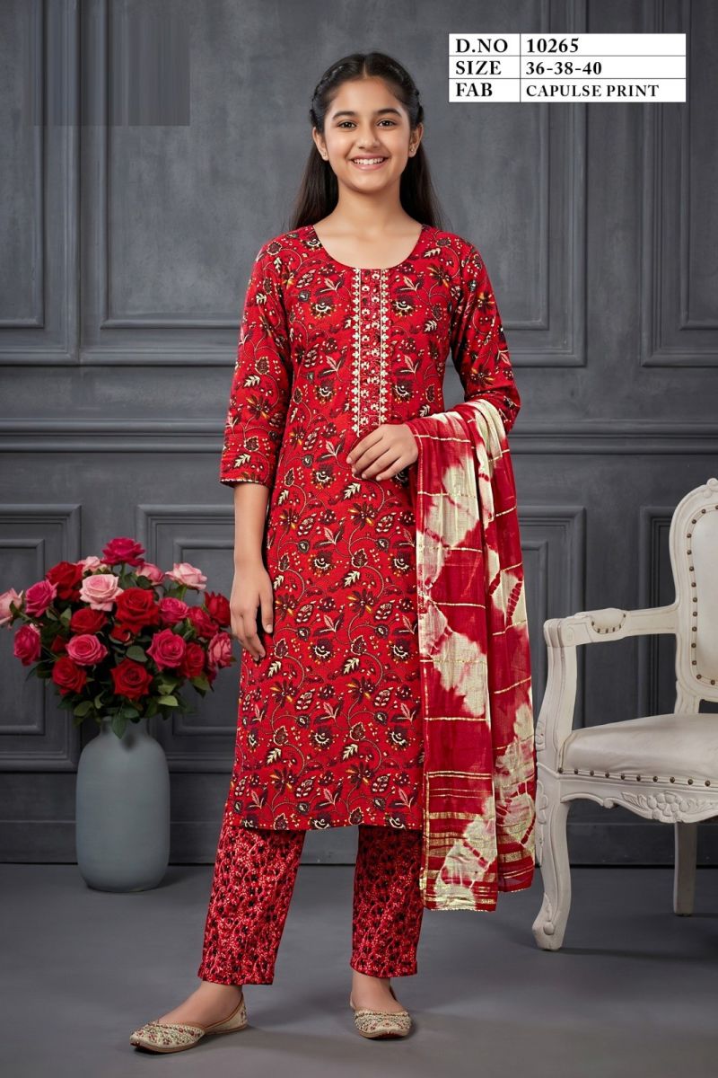 Kaanchi 10265 Capsule Printed Kids Wear Kurti With Bottom Dupatta — Wholesale Kurtis, Vardan Ethnic wholesale from Surat — view 3