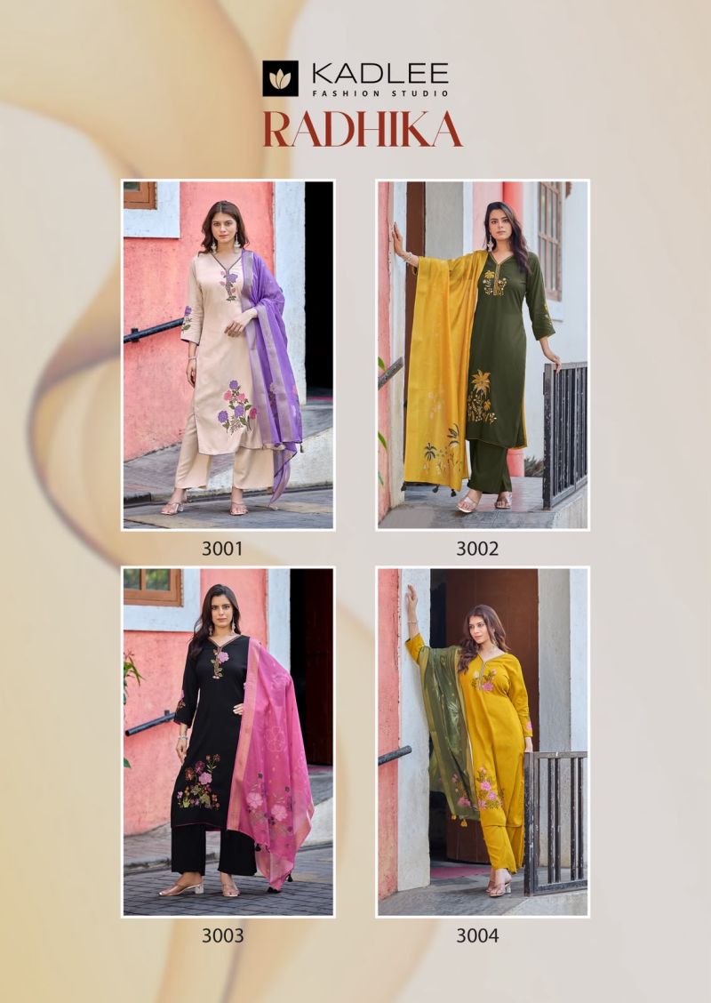 Kadlee Radhika Rayon Hand And Thread Work Kurti With Bottom Dupatta Catalog — Wholesale Kurtis, Kadlee wholesale from Surat — view 6