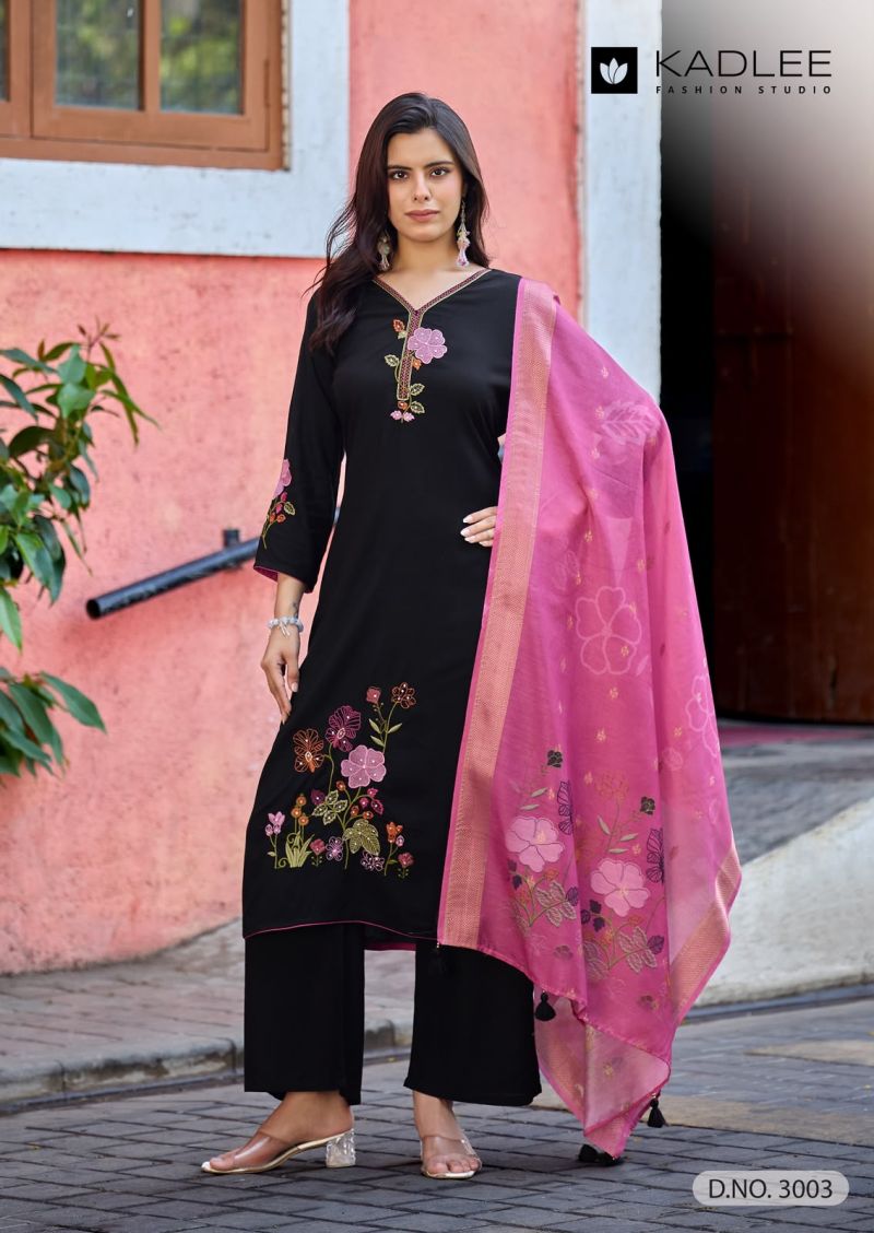 Kadlee Radhika Rayon Hand And Thread Work Kurti With Bottom Dupatta Catalog — Wholesale Kurtis, Kadlee wholesale from Surat — view 4