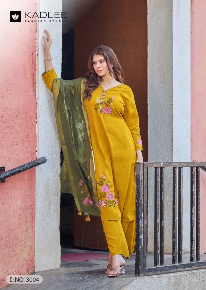 Kadlee Radhika Rayon Hand And Thread Work Kurti With Bottom Dupatta Catalog — Wholesale Kurtis, Kadlee wholesale from Surat — view 5