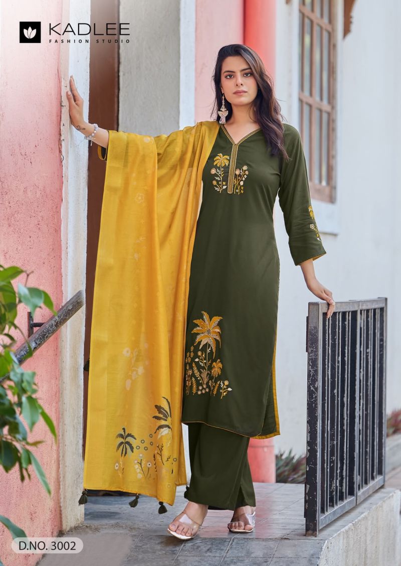 Kadlee Radhika Rayon Hand And Thread Work Kurti With Bottom Dupatta Catalog — Wholesale Kurtis, Kadlee wholesale from Surat — view 2