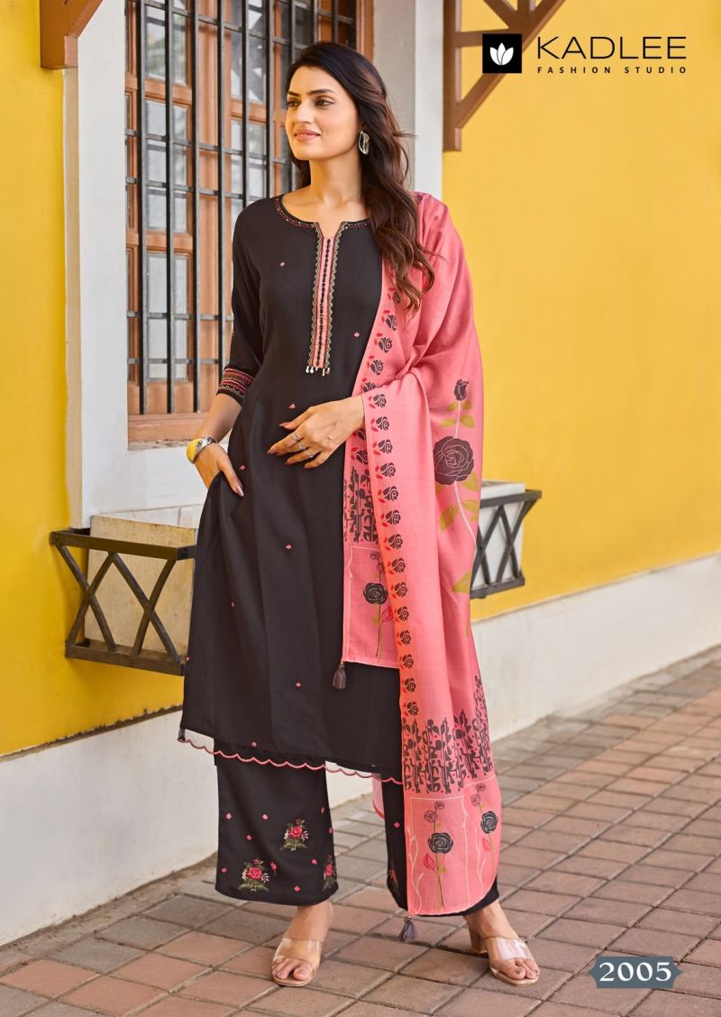 Kadlee Roohani Rayon Weaving Thread Work Kurti With Bottom Dupatta — Wholesale Kurtis, Kadlee Fashion Studio wholesale from Surat — Photo 2