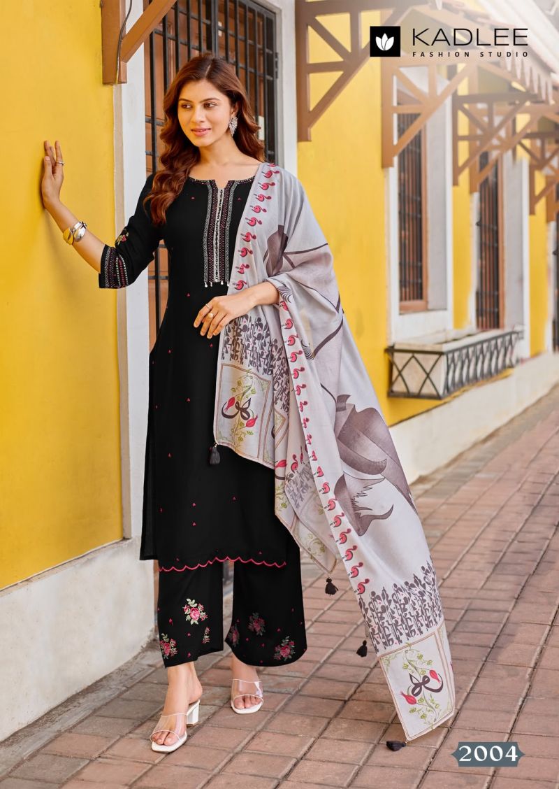 Kadlee Roohani Rayon Weaving Thread Work Kurti With Bottom Dupatta — Wholesale Kurtis, Kadlee Fashion Studio wholesale from Surat — Photo 6