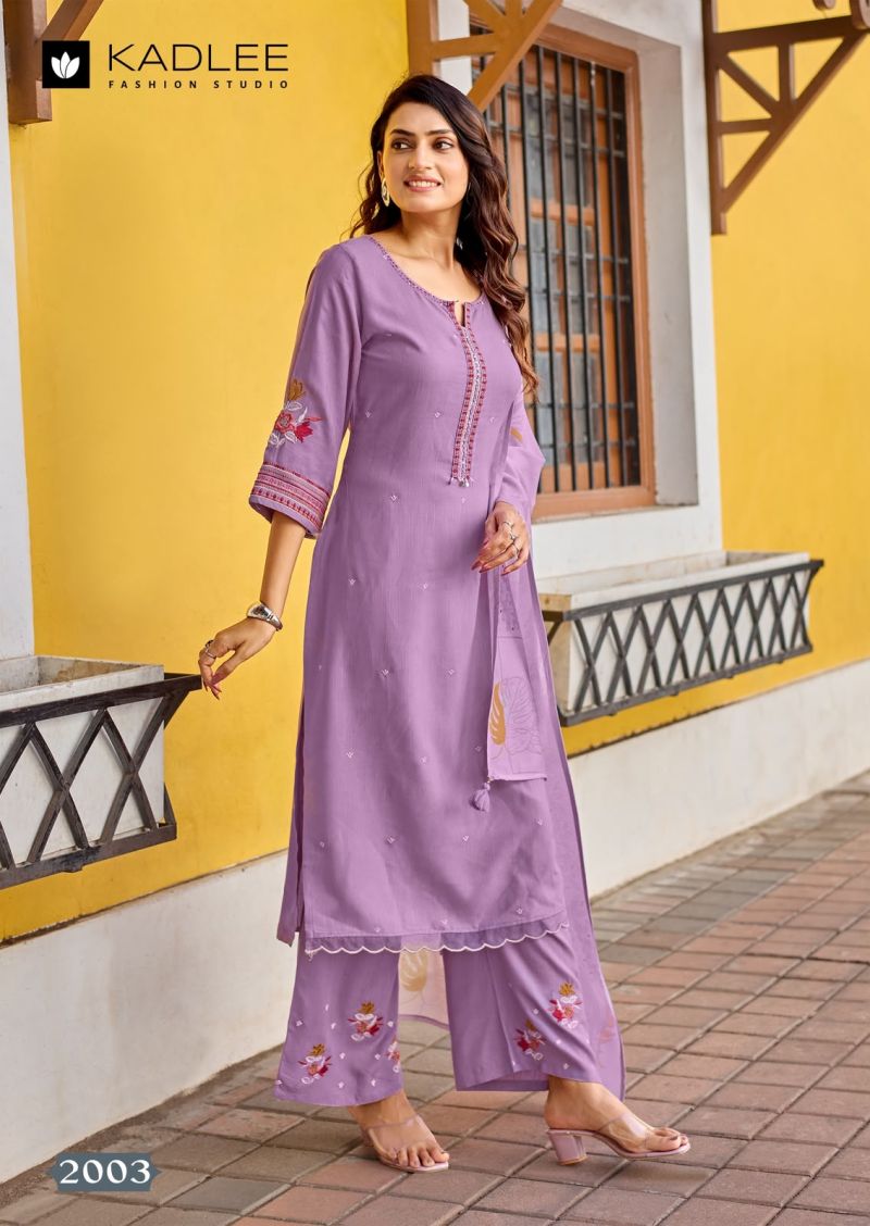 Kadlee Roohani Rayon Weaving Thread Work Kurti With Bottom Dupatta — Wholesale Kurtis, Kadlee Fashion Studio wholesale from Surat — Photo 5