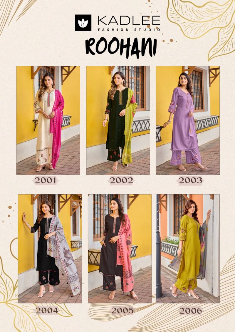 Kadlee Roohani Rayon Weaving Thread Work Kurti With Bottom Dupatta — Wholesale Kurtis, Kadlee Fashion Studio wholesale from Surat — Photo 7