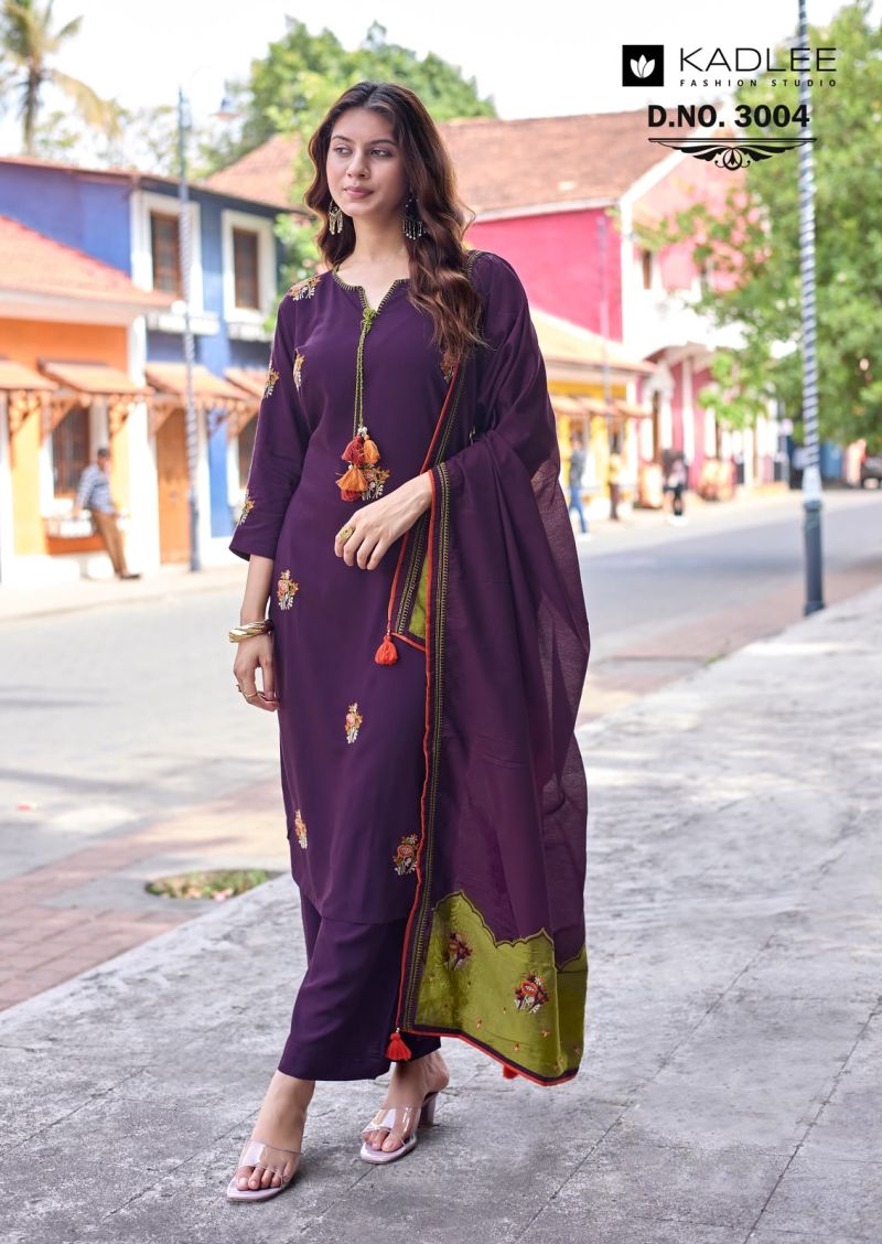 Kadlee Vasant Rayon Hand And Thread Work Kurti With Bottom Dupatta Collection — Wholesale Kurtis wholesale from Surat — Photo 3