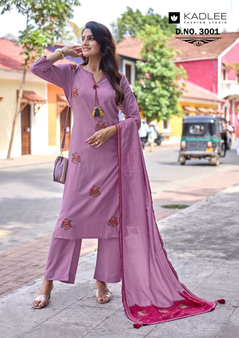 Kadlee Vasant Rayon Hand And Thread Work Kurti With Bottom Dupatta Collection — Wholesale Kurtis wholesale from Surat — Photo 2