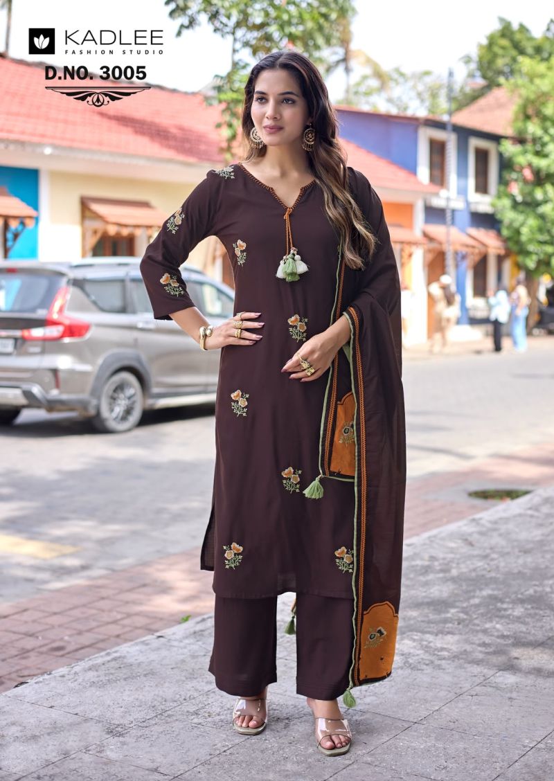 Kadlee Vasant Rayon Hand And Thread Work Kurti With Bottom Dupatta Collection — Wholesale Kurtis wholesale from Surat — Photo 8