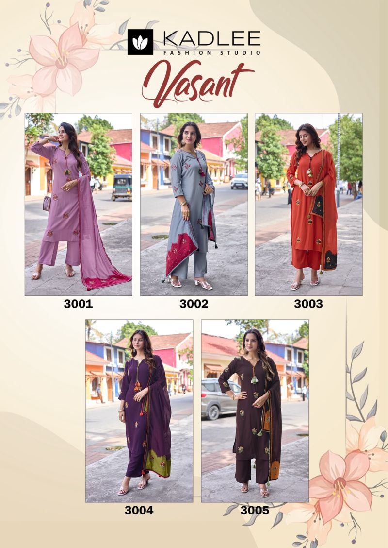 Kadlee Vasant Rayon Hand And Thread Work Kurti With Bottom Dupatta Collection — Wholesale Kurtis wholesale from Surat — Photo 4