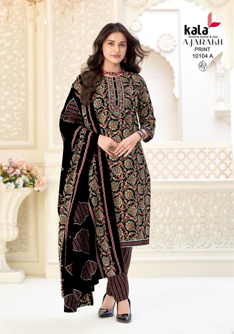 Kala Ajarakh Vol 1 Readymade Cotton Kurti Pant With Dupatta Collection — Wholesale Kurtis, Kala Fashion wholesale from Surat — view 3