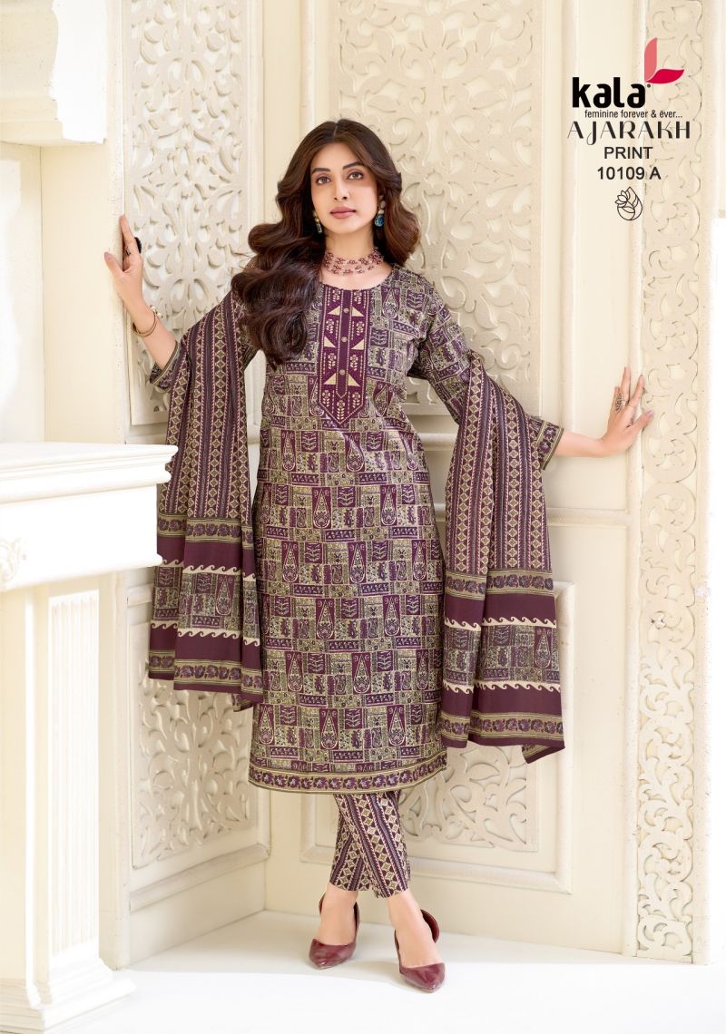 Kala Ajarakh Vol 1 Readymade Cotton Kurti Pant With Dupatta Collection — Wholesale Kurtis, Kala Fashion wholesale from Surat — view 2