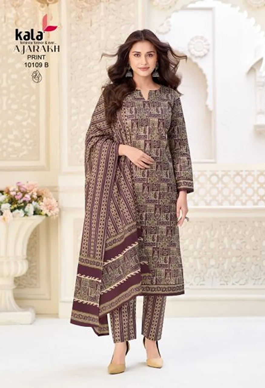 Kala Ajrakh Vol 1 Pure Cotton Printed Dress Material — Wholesale Salwar Suits, Kala Fashion wholesale from Surat — Photo 3