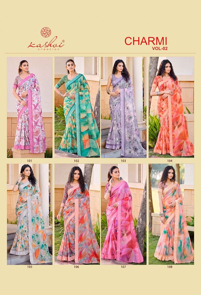 Kashvi Charmi Vol 2 Weightless Printed Fancy Saree Catalog — Latest Saree, Kashvi Creation wholesale from Surat — Photo 9