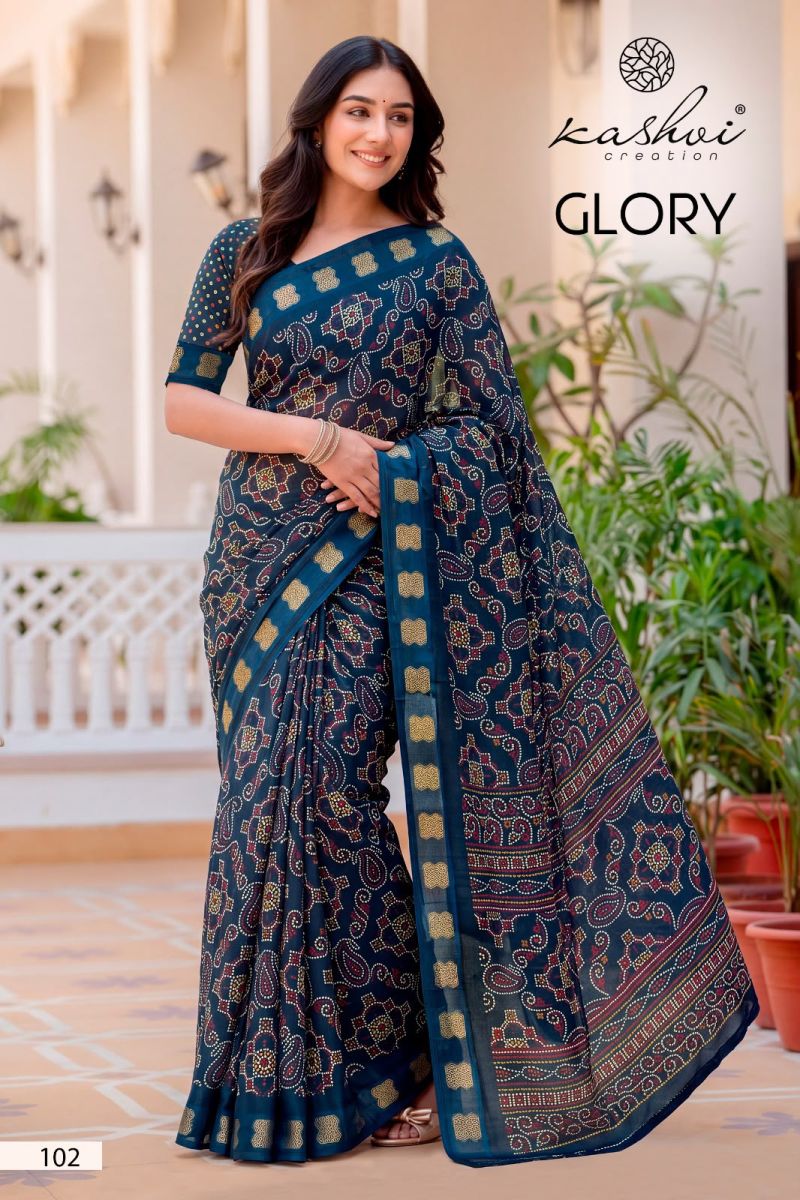 Kashvi Glory Vol 1 Georgette Printed Fancy Saree Collection — Festival Sarees, Kashvi Creation wholesale from Surat — view 6