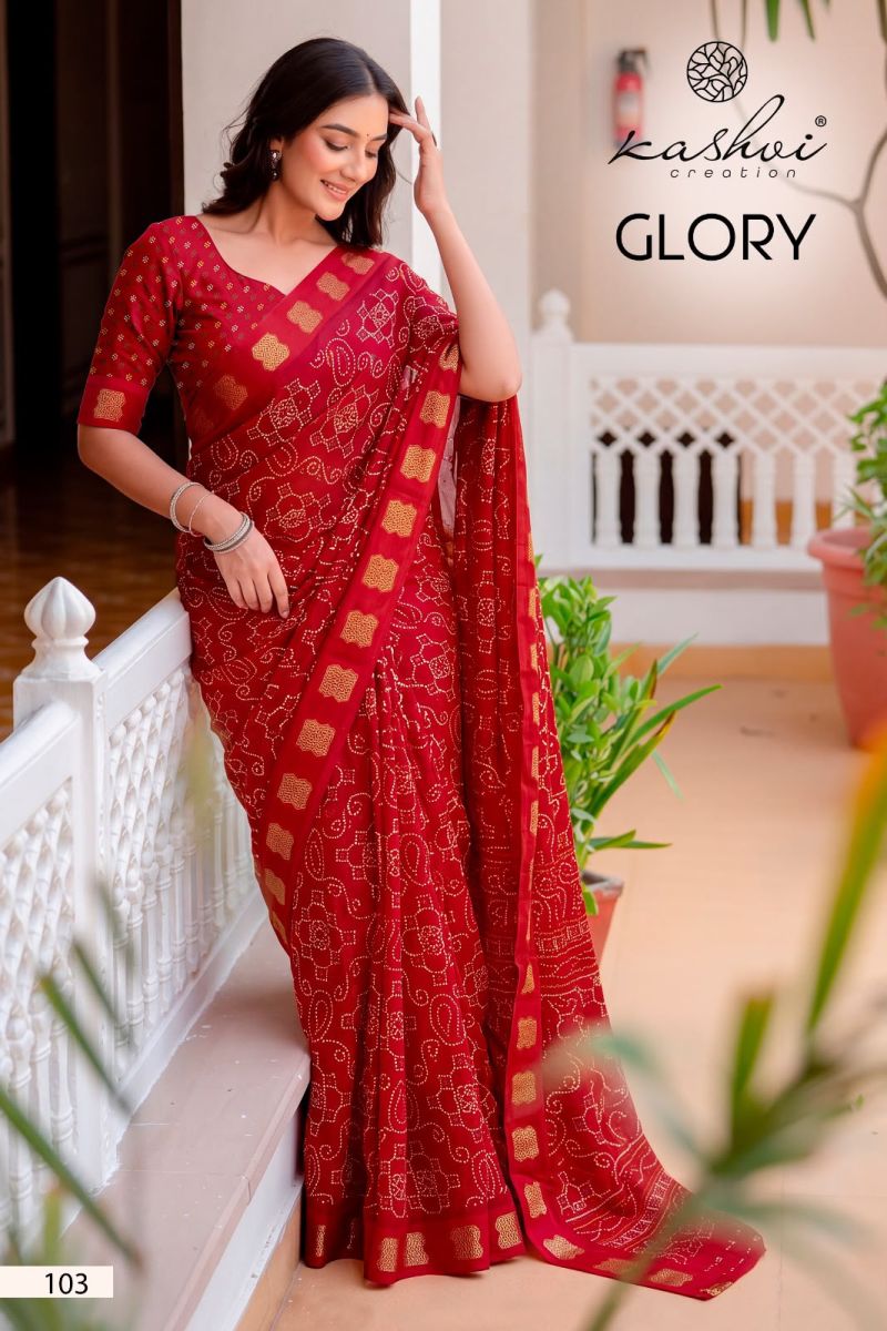 Kashvi Glory Vol 1 Georgette Printed Fancy Saree Collection — Festival Sarees, Kashvi Creation wholesale from Surat — view 5
