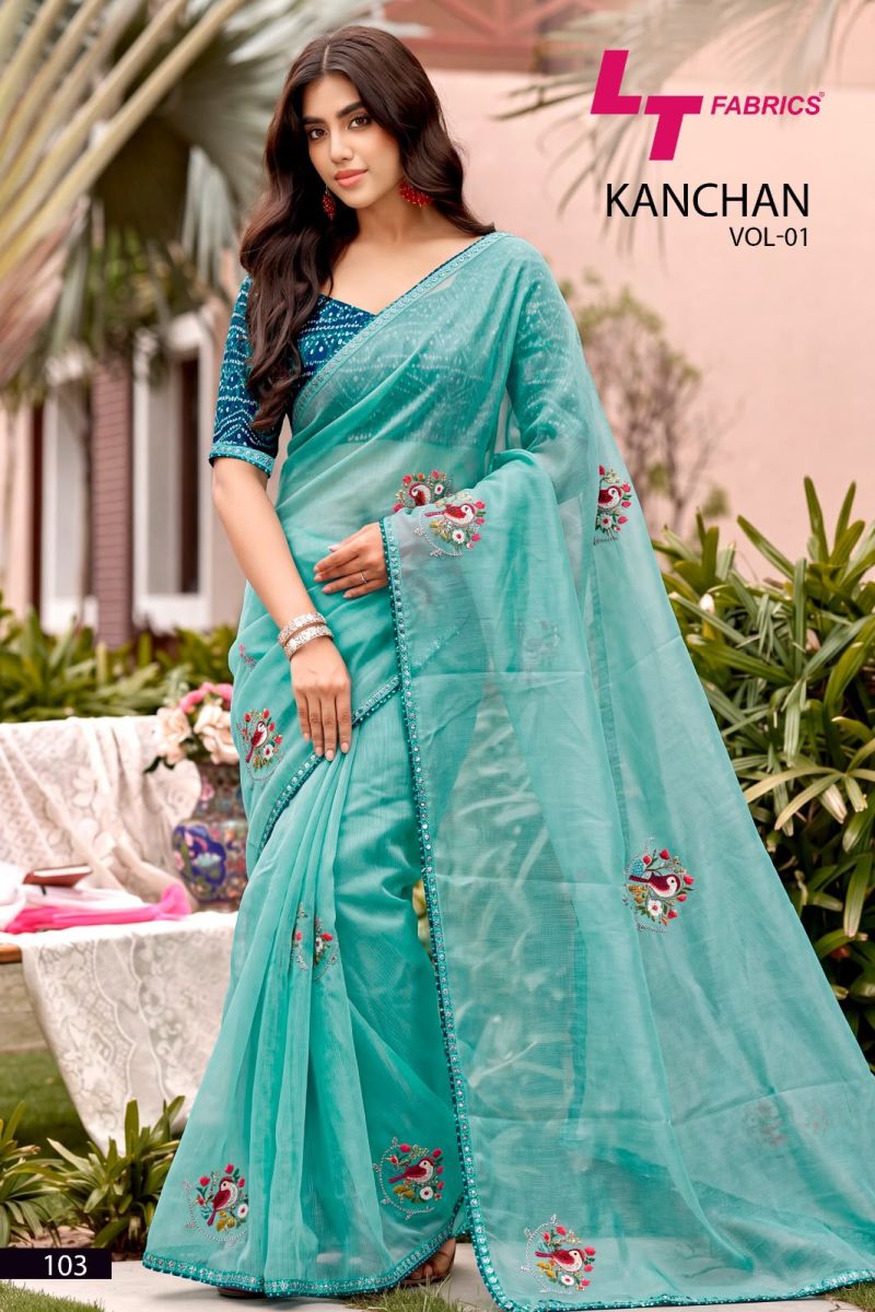 Kashvi Kanchan Vol 1 Linen Cotton Embroidery Work Saree Collection — Festival Sarees, Kashvi Creation wholesale from Surat — Photo 3