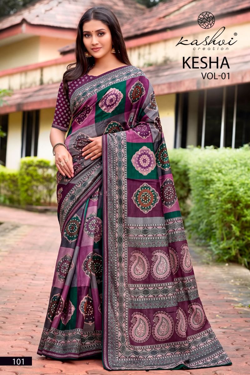 Kashvi Kesha Vol 1 Tesla Digital Printed Saree Collection