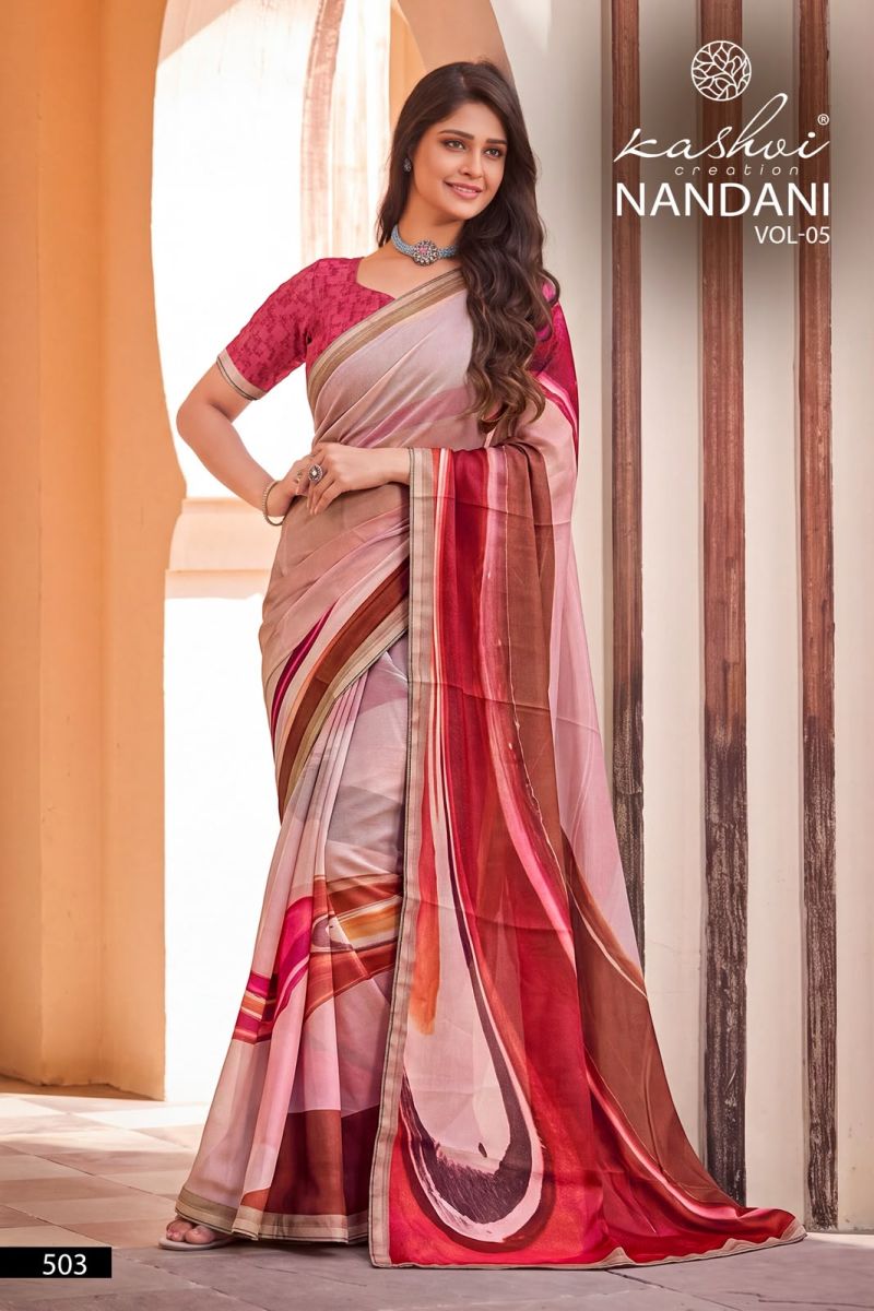 Kashvi Nandani Vol 5 Georgette Digital Print Saree Collection — Wholesale Sarees, Kashvi Creation wholesale from Surat — Photo 3