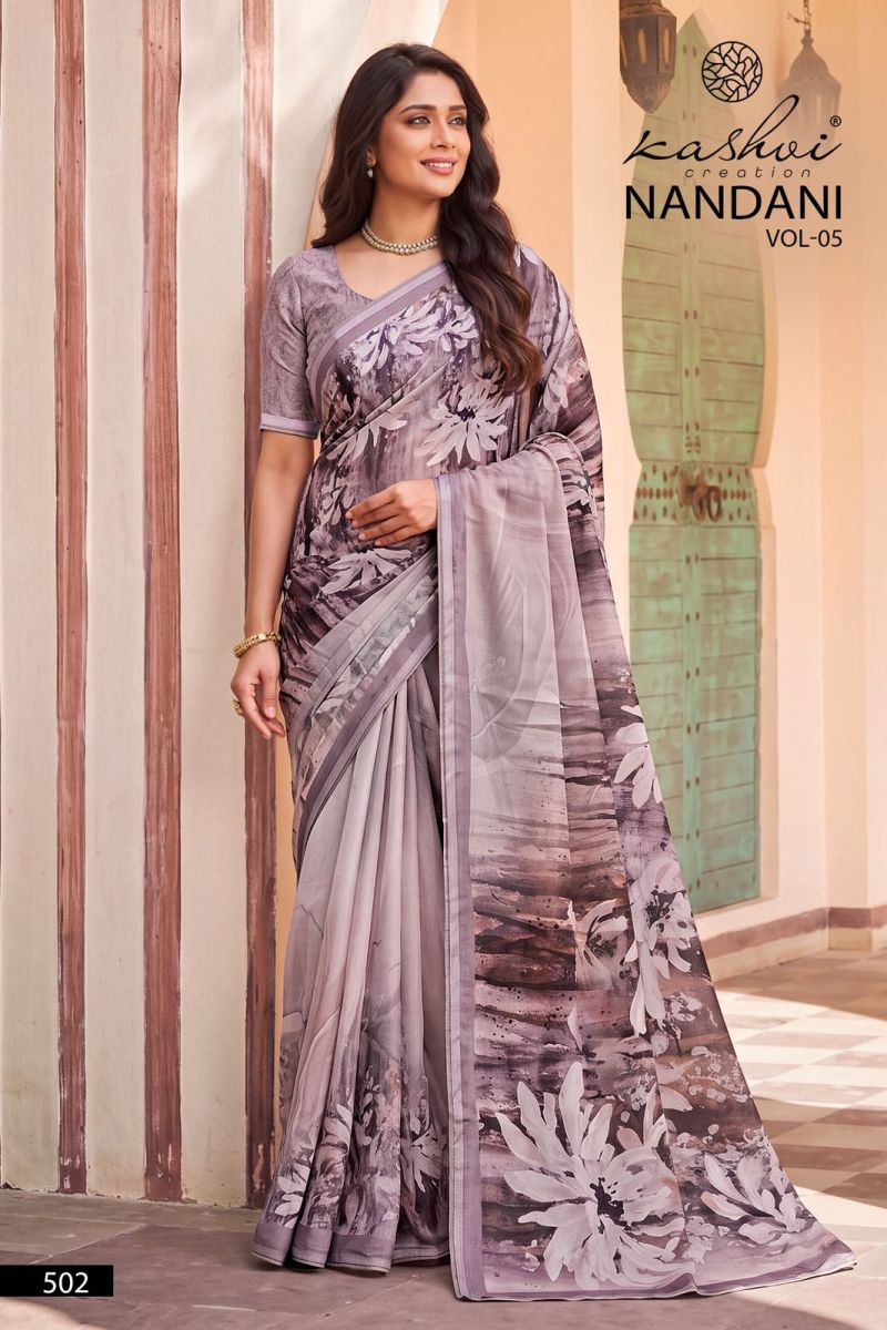 Kashvi Nandani Vol 5 Georgette Digital Print Saree Collection — Wholesale Sarees, Kashvi Creation wholesale from Surat — Photo 2